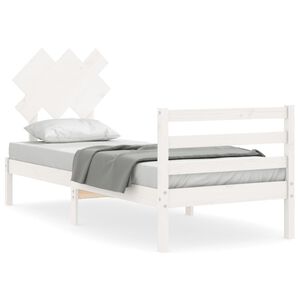 vidaXL Bed Frame without Mattress White Single Solid Wood