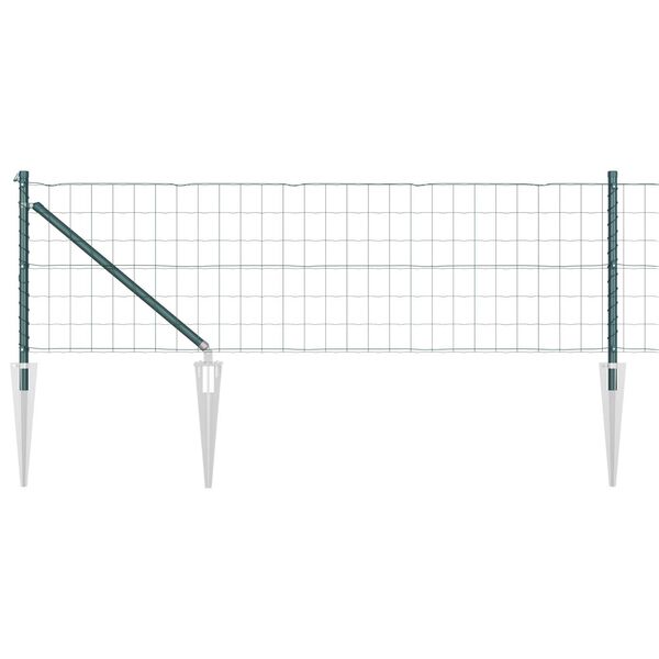 vidaXL Fence with Post Green 0.6 x 10 m Steel and PVC