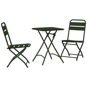 vidaXL Bistro Set 3 pcs Dark green Steel
