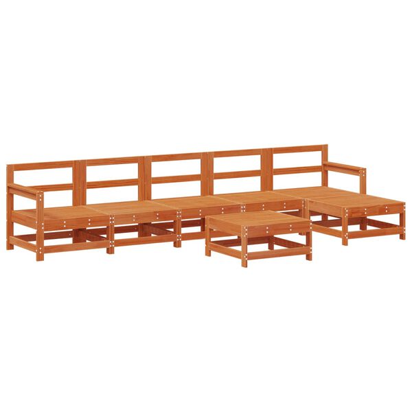 vidaXL Garden Lounge Set 7 pcs Wax Brown Solid Pine Wood
