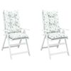 vidaXL Garden Highback Chair Cushions 2 pcs Leaf Pattern 120x50x7 cm Fabric