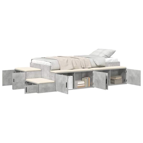 vidaXL Storage Bed Frame Concrete Grey 100 cm Engineered Wood