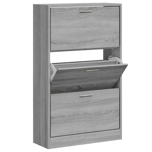 vidaXL Shoe Cabinet Grey Sonoma 63x24x103 cm Engineered Wood