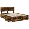 vidaXL Bed Frame with Drawer Smoked Oak 150 x 200 cm Engineered Wood