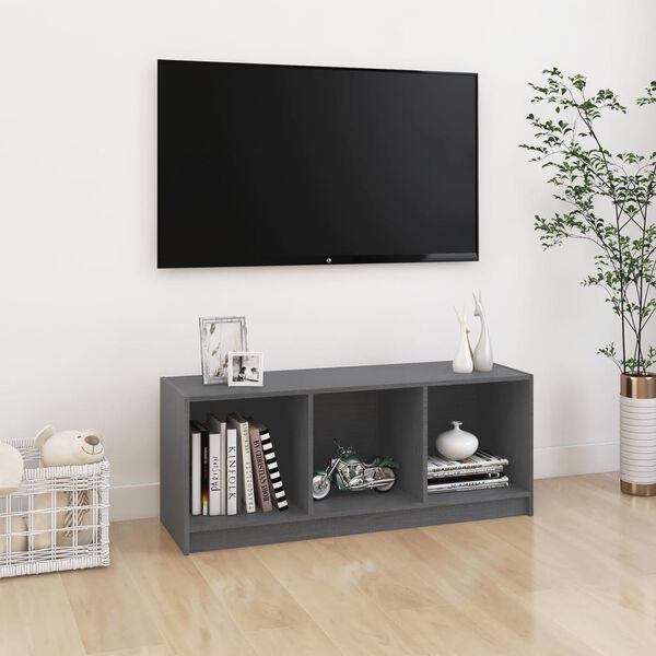 vidaXL TV Cabinet Grey 104x33x41 cm Solid Pinewood