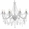 vidaXL Chandelier with Beads Silver 8 x E14 Bulbs