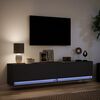 vidaXL TV Wall Cabinet with LED Black 180x31x38 cm
