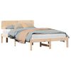vidaXL Bed Frame with Headboard Natural 135 x 190 cm Solid Pine Wood