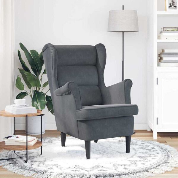 vidaXL Armchair Dark Grey 92 x 71 x 91 cm Velvet