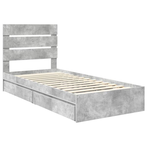 vidaXL Storage Bed Concrete Grey 90 x 200 cm Engineered Wood
