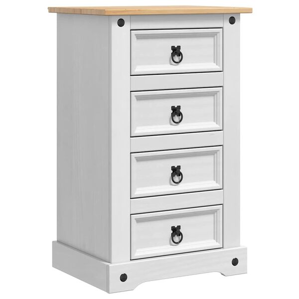 vidaXL Bedside Table with Drawer White 53 x 39 x 84 cm Solid Pine Wood