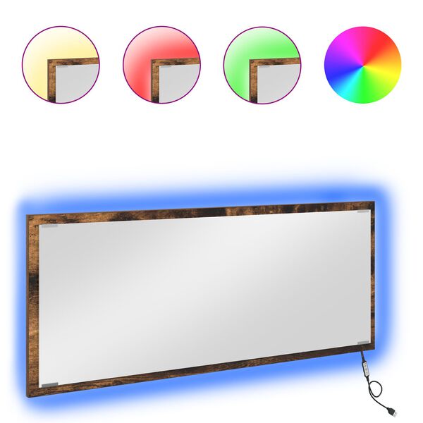 vidaXL Mirror Wall-mounted Smoked Oak 90 x 8.5 x 37 cm Engineered Wood