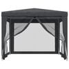 vidaXL Party Tent with 4 Mesh Sidewalls Anthracite 3x3 m HDPE