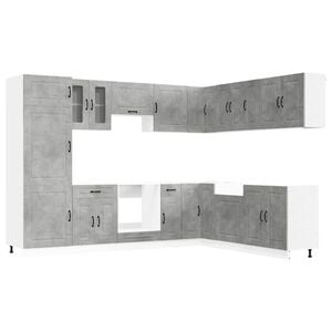 vidaXL 14 Piece Kitchen Cabinet Set Kalmar Concrete Grey Engineered Wood