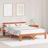 vidaXL Bed Frame with Headboard Wax Brown 150 x 200 cm Solid Pine Wood
