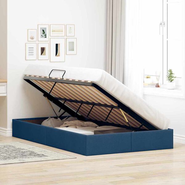 vidaXL Storage Bed with Mattress with Storage Blue 120 x 200 cm Fabric