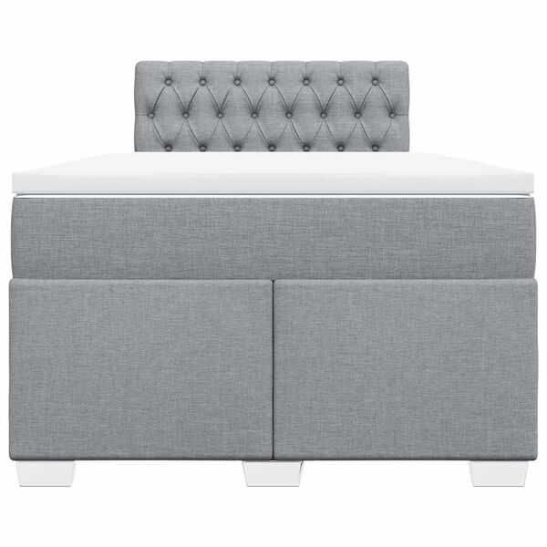 vidaXL Box Spring Bed with Mattress Light Grey 120x190 cm Fabric
