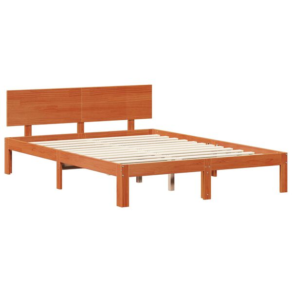 vidaXL Bed Frame with Headboard 2 pcs Wax Brown Solid Pine Wood