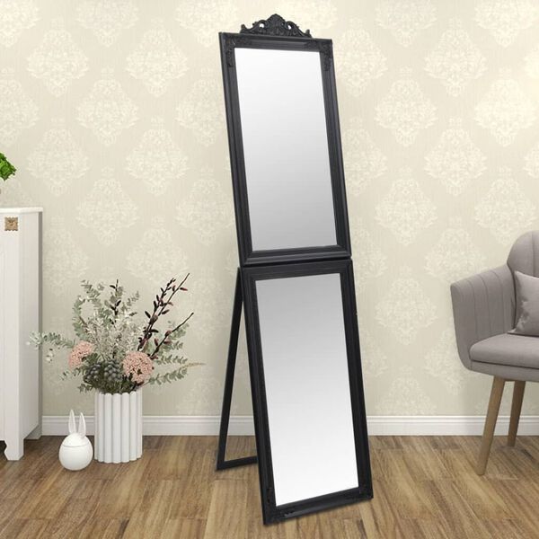 vidaXL Free-Standing Mirror Black 45x180 cm