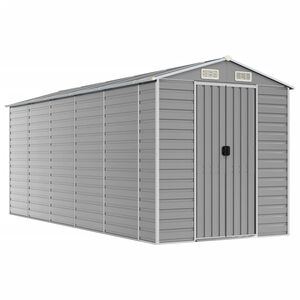 vidaXL Garden Shed Light Grey 191x470x198 cm Galvanised Steel