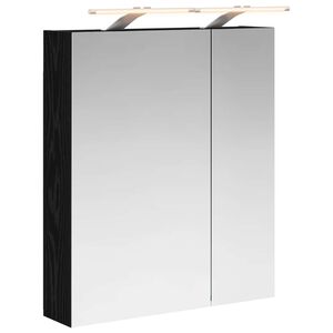 vidaXL Bathroom Mirror Cabinet with Shelf Black Oak 60 x 14.5 x 70 cm