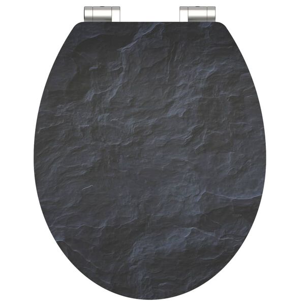 SCH&Uuml;TTE High Gloss Toilet Seat with Soft-Close BLACK STONE MDF