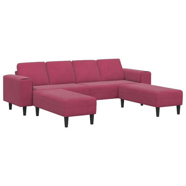 vidaXL Sofa Set Wine red Velvet