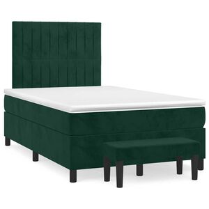 vidaXL Box Spring Bed with Mattress Dark Green 120x200 cm Velvet