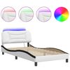 vidaXL Bed Frame with LED without Mattress "Hvar" White and Black 100x200 cm