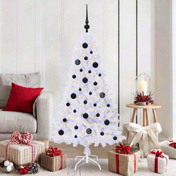 vidaXL Artificial Christmas Tree with Stand White 150 cm PVC and Steel