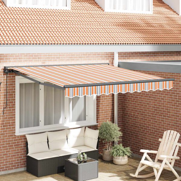 vidaXL Retractable Awning Manual Blue and Orange 300 x 250 cm