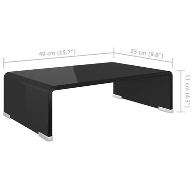 vidaXL TV Stand/Monitor Riser Glass Black 40x25x11 cm