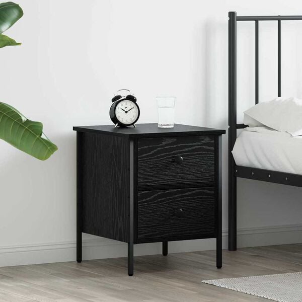 vidaXL Bedside Cabinet with Drawer Black oak 40 x 42 x 50 cm