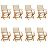 vidaXL Folding Chairs 8 pcs Beige Poly Rattan and Solid Wood