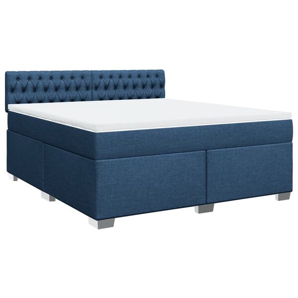 vidaXL Box Spring Bed with Mattress Blue 180x200 cm Fabric