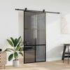vidaXL Sliding Door with Hardware Set Black 102.5x205 cm Tempered Glass