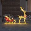 vidaXL Reindeer Pull Sleigh Warm white 151 x 28 x 128.5 cm Fabric