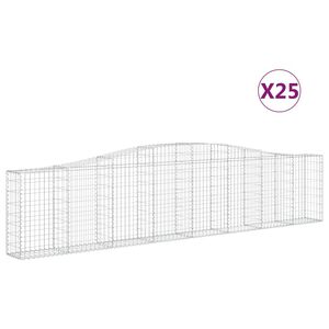 vidaXL Arched Gabion Baskets 25 pcs 400x30x80/100 cm Galvanised Iron