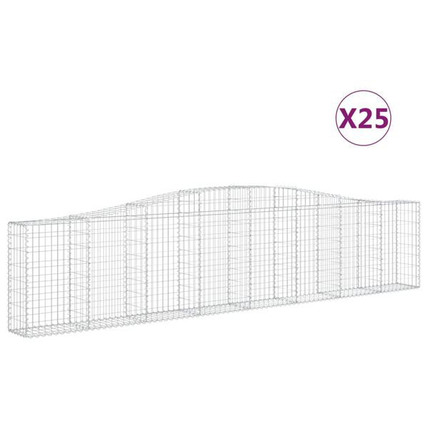 vidaXL Arched Gabion Baskets 25 pcs 400x30x80/100 cm Galvanised Iron