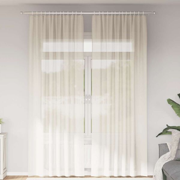 vidaXL Voile Curtains with Rod Pockets 2 pcs Cream