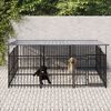 vidaXL Outdoor Dog Kennel with Roof Steel 5.63 m&sup2;