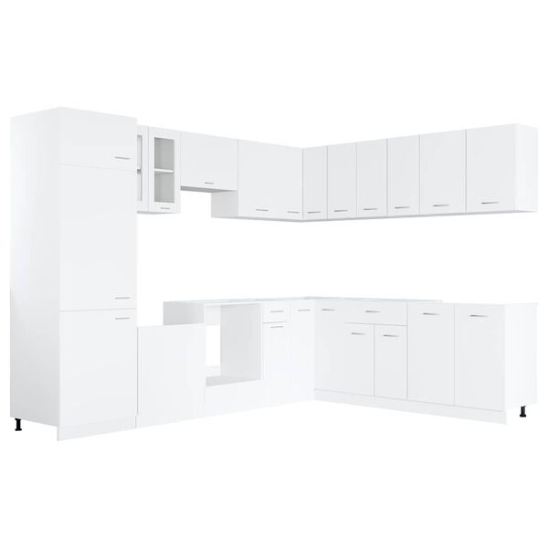 vidaXL 14 Piece Kitchen Cabinet Set Lyon White Engineered Wood