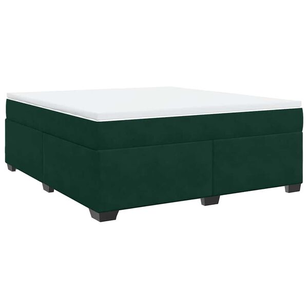 vidaXL Box Spring Bed with Mattress Dark Green 180x200 cm Velvet