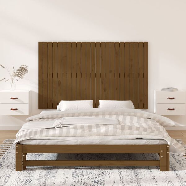 vidaXL Wall Headboard Honey Brown 147x3x90 cm Solid Wood Pine