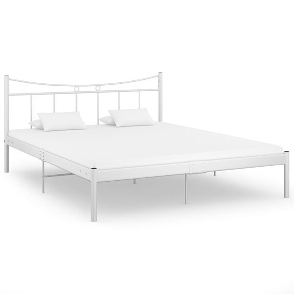 vidaXL Bed Frame without Mattress White Metal 160x200 cm