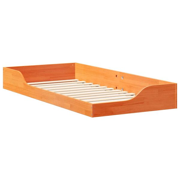 vidaXL Floor Bed Frame Wax brown 80 x 200 cm Solid pine wood