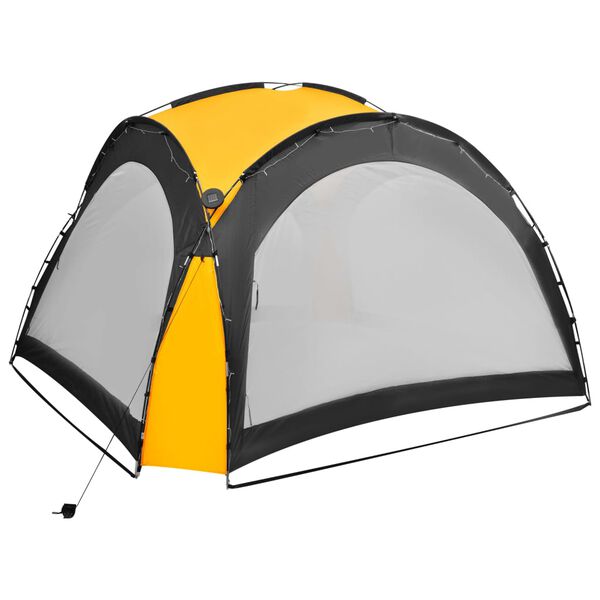 vidaXL Party Tent with LED and 4 Sidewalls 3.6x3.6x2.3 m Yellow