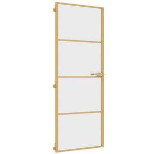 vidaXL Interior Door Slim Golden 76x201.5 cm Tempered Glass and Aluminium