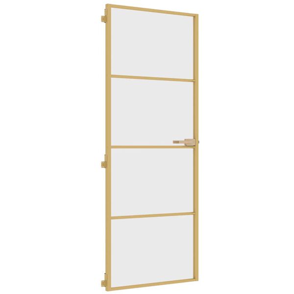 vidaXL Interior Door Slim Golden 76x201.5 cm Tempered Glass and Aluminium