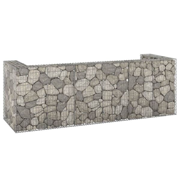 vidaXL Gabion Wall for Garbage Bins Galvanised Steel 325x100x110 cm